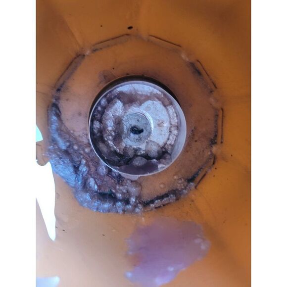 Tin tea light holder AS IS speckled Jack O'Lantern Halloween - Picture 9 of 10